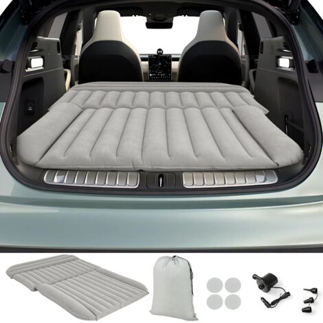 GOPLUS Matelas Voiture, Matelas Gonflable Voiture pour SUV Floconné avec Pompe, 3 Buses et Sac de Transport, Lit Gonflable Portable pour Voyage, Camping, Pêche, 130x190x15 CM (Gris) (1/5)