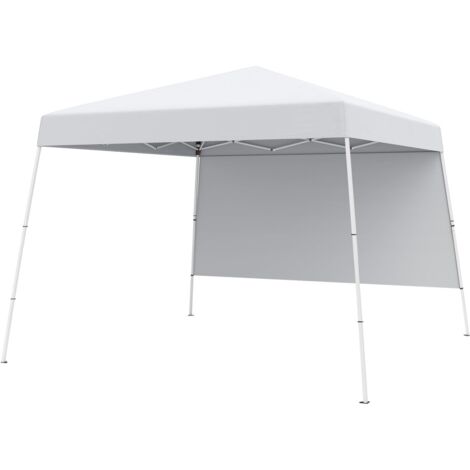 GOPLUS Tonnelle Jardin Exterieur Pliante 3 x 3 M, Auvent avec Paroi Latérale, Hauteur Réglable 2,62M, Sac Transport, 4 Piquets, Tente Jardin Imperméable pour Fêtes et Camping (300CMBlanc) (1/5)