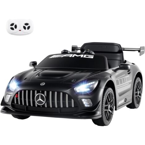 GOPLUS Voiture Electrique Enfants MercedesAMG 2,5-4,5 KM/H1 Place, Véhicules Électriques et Accessoires 12 V avec Télécommande 2,4 G, Sons, Lumières LED, Charge 25 KG, Enfants de 3 Ans+ (Noir) (1/4)
