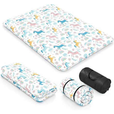 GOPLUS Matelas Futon Japonais 1/2 Personnes,Lit de Couchage Enroulable de Sol Pliable et Portable avec Sac de Transport pour Camping, Voyages en Voiture 90/140x200CM (Cheval Rose,140 x 200 cm) (1/5)