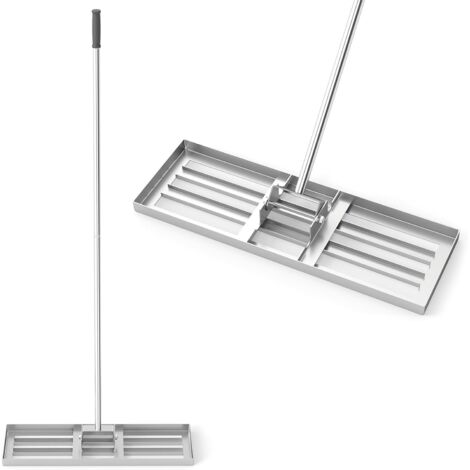 GOPLUS Râteau de Nivellement de Pelouse, Râteau de Jardin avec Poignée Antidérapante de 2 Sections, Raclette à Gaezon pour Cour, 75 x 25CM (Argent) (1/5)