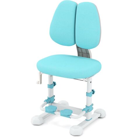 GOPLUS Chaise Bureau Enfant Réglable en Hauteur, Chaise Enfant Ergonomique avec Dossier et Repose-Pieds Réglables, Assise Rembourrée, pour Lire, Étudier et Dessiner (Bleu) (1/5)