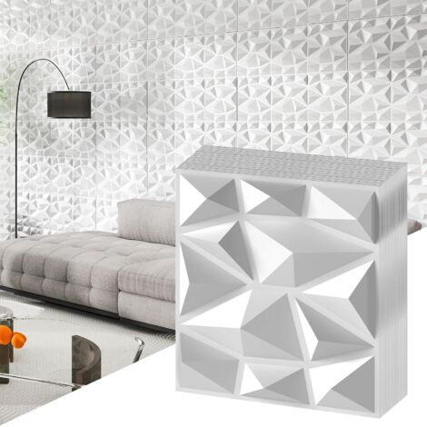 GOPLUS Lot de 100 Panneau Mural Decoratif en Diamant 30x30 CM, Panneaux Muraux 3D en PVC de 9 M², Facile à Découper, Installer, Peindre, Imperméable & Résistant à Chaleur, pour Salon, Chambre (1/5)