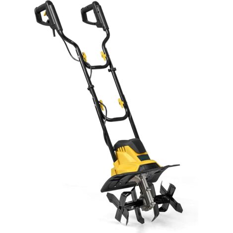 GOPLUS Motobineuse Electrique Filaire 1200W, Motoculteur Manuelle à Fraise 10 A, Largeur de Travail et Profondeur de Travail 22 cm, Ameublisseur Électrique, Fraiseuse de Jardin (Jaune, Largeur 36,5) (1/5)