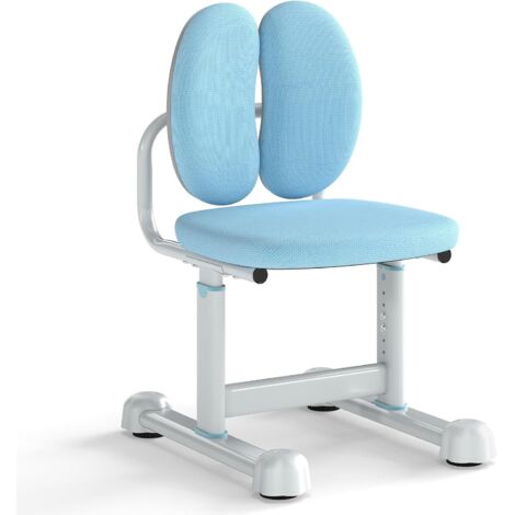 GOPLUS Chaise Bureau Enfant, Chaise d'Étude Ergonomique avec Hauteur Réglable 68-76cm, Double Dossier, Pieds Antidérapants Réglables, Siège Rembourrée pour Garçons et Filles (Bleu) (1/5)