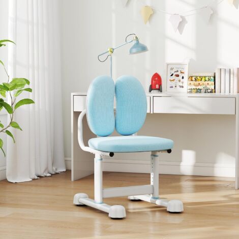 GOPLUS Chaise Bureau Enfant Hauteur Réglable 41-52cm Avec Repose-Pieds Et Accoudoirs Rabattables - Bleu