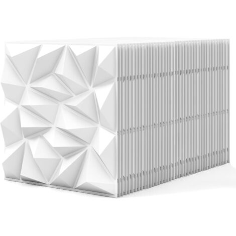 GOPLUS Lot de 40 Panneau Mural Decoratif 3D en PVC 50 x 50 CM, Revetement Mural en Diamant de 10 M² pour Peinture et Découpe DIY, Imperméable & Ininflammable, pour Salon, Chambre, Bureau (1/5)