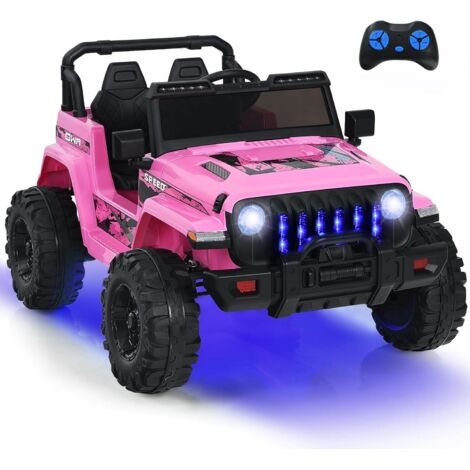 GOPLUS Voiture Electrique Enfants 2 Places, Quad 4x4 Electrique Enfants 12V avec Télécommande 2,4G & Vitesse Réglable & Klaxon Sonore & Lumière & Musique.Charge 35KG pour Enfant 3+ Ans(Rose)