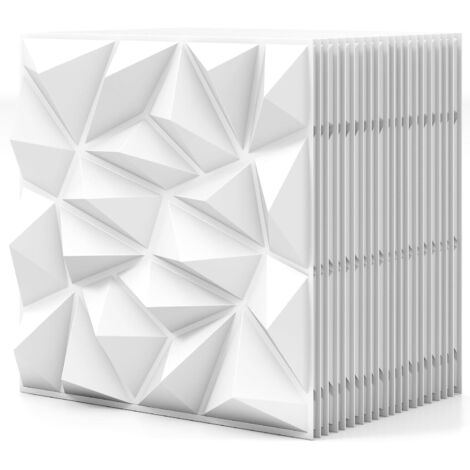 GOPLUS Lot de 20 Panneau Mural Decoratif 3D en PVC 50 x 50 CM, Revetement Mural en Diamant de 5 M² pour Peinture et Découpe DIY, Imperméable & Ininflammable, pour Salon, Chambre, Bureau (1/5)
