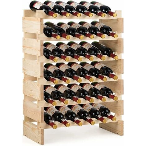 Casier à vin de 12 bouteilles, stockage du vin en bambou à 2 niveaux,  62x24x25 cm, pour cuisine/garde-manger/pub/cave à vin - Conforama