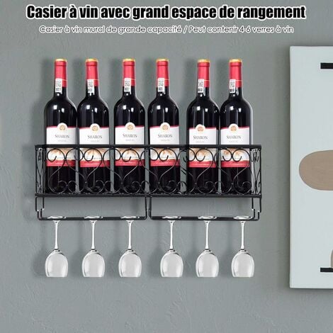 Casier à Vin Design Industriel 9 Bouteilles + Support Verres à Vin - Bar BUT