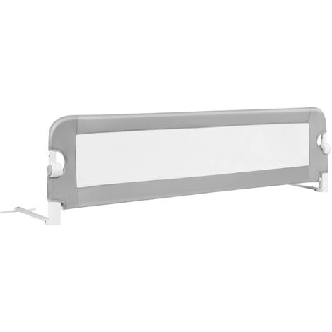 GOPLUS Barriere de Lit Pliable et Portable avec Cadre en Metal pour Lit d’Enfant et Lit d’Adulte, Structure en Forme de T, Securite de Lit avec Mecanisme a Double Bouton (Gris, 150 x 40 x 42 CM)