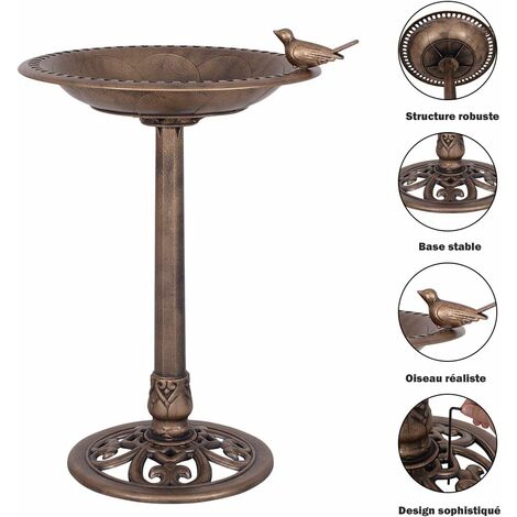 GOPLUS Mangeoire a Oiseaux sur Pied pour Attire Plus d'oiseaux Bain d'oiseaux avec Une Plateau de Diametre 50cm, Hauteur 76CM, Design Antique (Bronze)