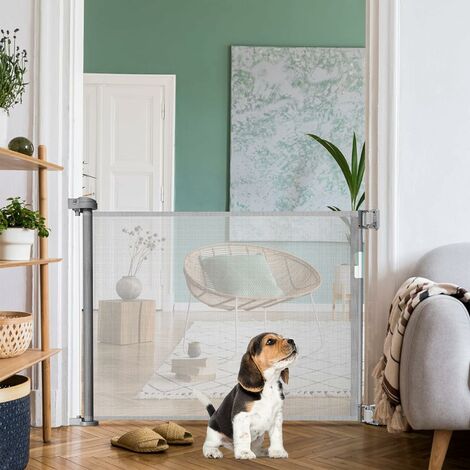 GOPLUS Barrière de Sécurité sans Perçage Montage sous Pression sans Outils Barrière d’Escalier Portes d’Escalier Extensible de 74 à 98CM Protection d’Enfant Verrouillable Blanc 