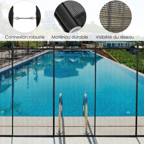 GOPLUS Barriere de Piscine Pliable, Cloture de Protection en Tissu Textilene, Securite pour Enfants ou Animaux Domestiques, Piscines en Differentes Formes Applicables, 360 x 120 CM