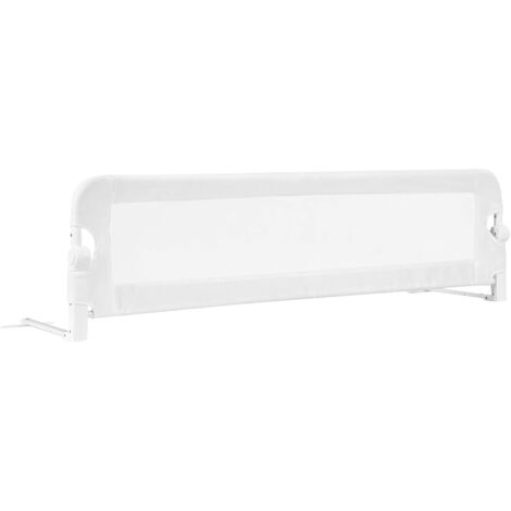 GOPLUS Barriere de Lit Pliable et Portable avec Cadre en Metal pour Lit d’Enfant et Lit d’Adulte, Structure en Forme de T, Securite de Lit avec Mecanisme a Double Bouton (Blanc, 150 x 40 x 42 CM)