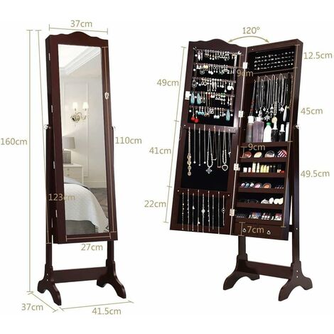 Armoire à Bijoux Miniature En Bois Vernis Avec Laiton Et Verre - 2 Ouvertures - Occasion Très Bon état