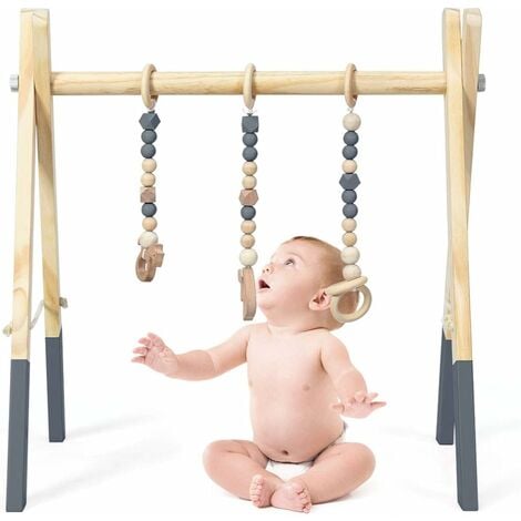 Cadre de gymnastique pliable pour bébé activité pour bébé avec jouets  sensoriels suspendus pour