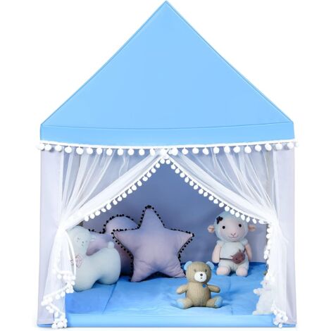 GOPLUS Tente de Jeu pour Enfants Interieur et Exterieur, Château de Jardin pour Garcons et Filles avec Tapis Epais, pour Noel et Anniversaire, 105 x 120 x 140 CM (Bleu)