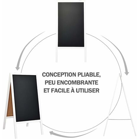 Panneau Publicitaire Tableau Noir Magnétique 101x50 CM à Double faces  Chevalet de Trottoir Blanc - Costway