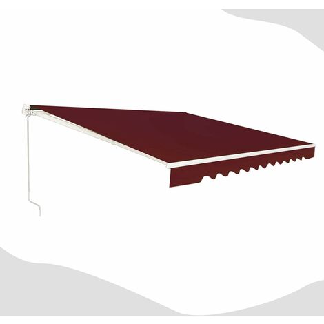 GOPLUS Store Banne Retractable, Auvent d'Abri Manuel en Aluminium et Tissu Resistant aux UV et a l'eau avec Manivelle et Angle Reglable 5-35°pour Balcon, Fenetre, Terrasse (360X300CM, Bordeaux) (1/5)