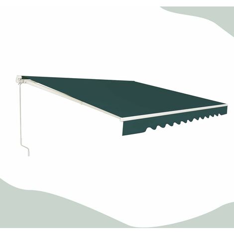 GOPLUS Store Banne Retractable, Auvent d'Abri Manuel en Aluminium et Tissu Resistant aux UV et a l'eau avec Manivelle et Angle Reglable 5-35°pour Balcon, Fenetre, Terrasse (360X300CM, Vert) (1/5)