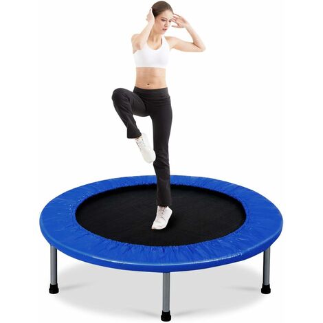 GOPLUS Mini Trampoline Fitness Pliable, Trampoline de Sport Silencieux pour Interieur et Exterieur avec Tapis de Securite, Charge Max 100KG, pour Adultes et Enfants