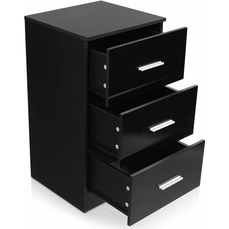 Goplus – Caisson de bureau 3 tiroirs – Panneaux de particules – Dimensions 37 x 34 x 66,5 cm – Rangement documents et cosmétiques – Noir