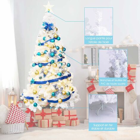 Sapin de Noël Artificiel avec Support de Fer 210cm Décoration fêtes Arbre de noël 1100 Branches - Vert - Maison