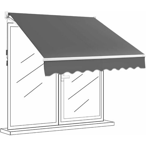 GOPLUS Auvent Retractable avec Manivelle Auvent Manuel avec Revetement PA et Cadre en Aluminium Durable pour Pare-Soleil, Auvent Anti-Soleil Ideal pour Store ,Balcon,Jardin (245x200CM, Gris) (1/5)