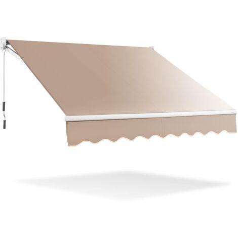 GOPLUS Auvent Retractable avec Manivelle Auvent Manuel avec Revetement PA et Cadre en Aluminium Durable pour Pare-Soleil, Auvent Anti-Soleil Ideal pour Store ,Balcon,Jardin (295X250CM, Beige) (1/5)