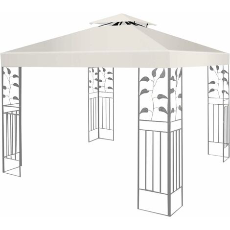 GOPLUS Toile de Rechange pour Pavillon Bâche pour Tonnelle Impermeable Bâche de Tente Fait en Polyester-3M x 3M-Beige/Vert/Rouge (Beige) (1/5)