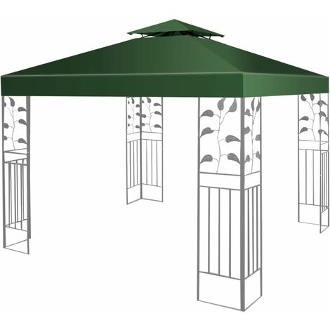 GOPLUS Toile de Rechange pour Pavillon Bâche pour Tonnelle Impermeable Bâche de Tente Fait en Polyester-3M x 3M-Beige/Vert/Rouge (Vert) (1/5)