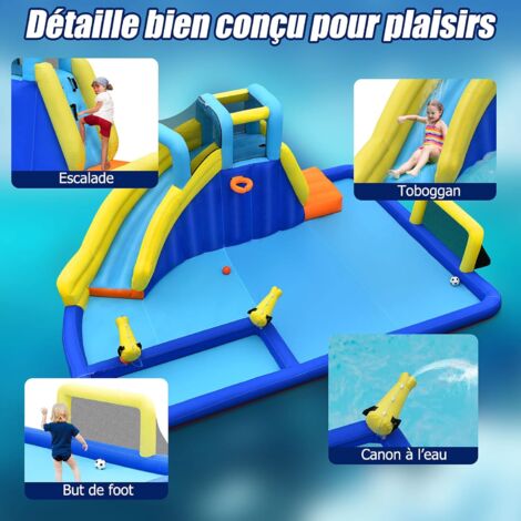 GOPLUS Château Gonflable 5-en-1 XXL : Double Toboggan, Piscine Et Basket Pour Enfants - Idéal Jardin