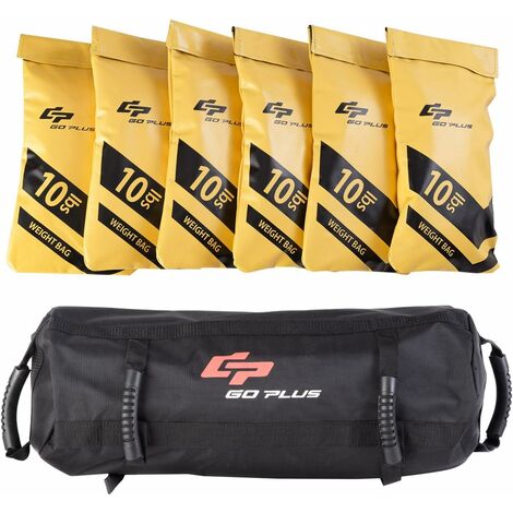 GOPLUS 27/18/9KG Sac de Sable Musculation, 6/4/2 Pcs Sandbag 4,5KG, Sac Leste en Tissu Oxford avec 6 Poignees en Caoutchouc, Developper Muscles et Augmenter Force, Ideal pour Fitness, Crossfit, Yoga (1/5)