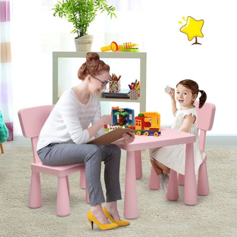 Chaise enfant bois arc-en-ciel - Chaise haute pour petite table - Rose