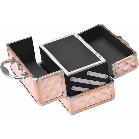 Mallette De Maquillage GOPLUS Avec Miroir - 2 étages | ABS Et Aluminium | Portable, Plusieurs Couleurs