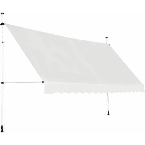 Goplus – Store banne manuel rétractable 4x1,2m en aluminium – Hauteur réglable 2-3m – Installation sans perçage – Auvent beige pour balcon - 2-3M-Auvent (1/5)