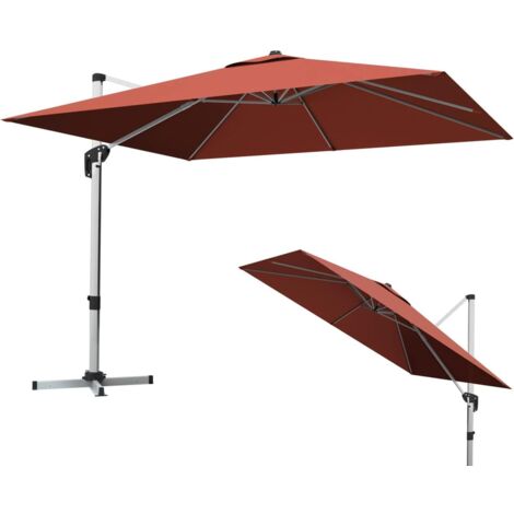 Goplus – Parasol déporté 3x3m inclinable 7 positions – Rotatif 360° – Base croisée en aluminium – Tissu polyester UPF50+ résistant aux UV et à l'eau
