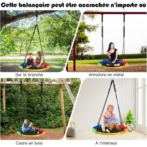 Relaxdays Balançoire Nid D’Oiseau Multicolore - Charge 150 Kg Réglable Pour Enfants Et Adultes