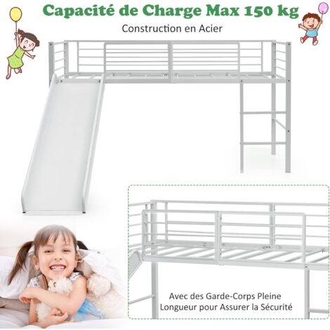 GOPLUS Lit Enfant avec Toboggan 90x190CM, Lit Superposé avec Échelle et Toboggan, Charge Max 150KG, Clôture de Sécurité, Espace de Rangement Spacieux sous Lit GOPLUS Lit Enfant avec Toboggan 90x190CM, Lit Superposé avec Échelle et Toboggan, Charge Max 150KG, Clôture de Sécurité, Espace de Rangement Spacieux sous Lit