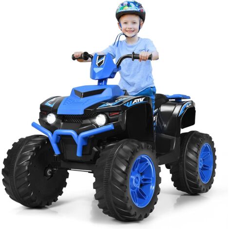 GOPLUS Voiture Quad Buggy Electrique pour Enfant 12V avec 2 Vitesses 2,8-5 km/h, Quad Electrique avec Phare, Klaxon, MP3 et USB, Demarrage Lent, pour Enfants de 3-7 Ans, 104X67X74CM (Bleu)