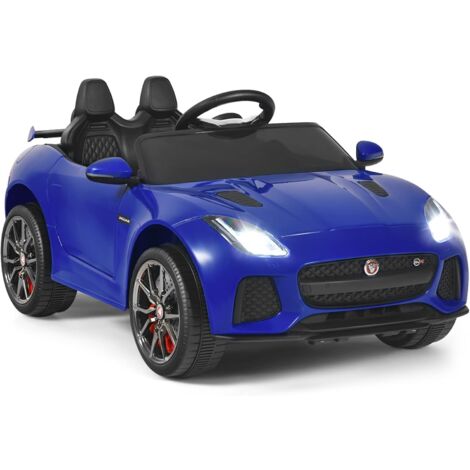 GOPLUS 12V Jaguar Voiture Electrique avec Télécommande pour Enfants, Cabriolet 3-5 KM/H Démarrage/Frein en Douceur,Sons et Musique avec Volume Réglable,pour Enfants 3-8 Ans,Jusqu’à 25KG (Bleu) (1/5)