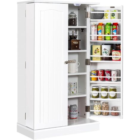 Goplus – Meuble de rangement blanc avec 17 étagères – Dimensions 59x30,5x104 cm – Panneaux MDF – Dispositif anti-bascule et charnières métalliques