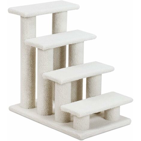 Goplus – Escalier pour chat et chien 4 étages en panneaux de particules et laine d’agneau – Dimensions 60,5 x 41 x 60,5 cm – Beige (1/5)