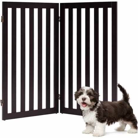 Barrière de sécurité pour animaux autoportante - barrière modulable pliable  4 panneaux - 2 pieds support - acier noir bois blanc - Accessoires  d'éducation pour chien - Achat & prix