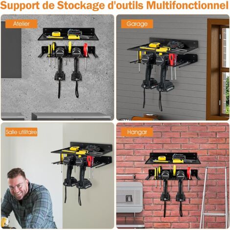 Ahlsen Support mural pour outils électriques - Design réglable - Support  mural pour perceuse de garage - Étagère de