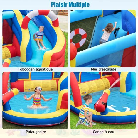 Château Gonflable Pirate GOPLUS - Toboggan, Piscine, Trampoline - 360x290cm Pour Enfants