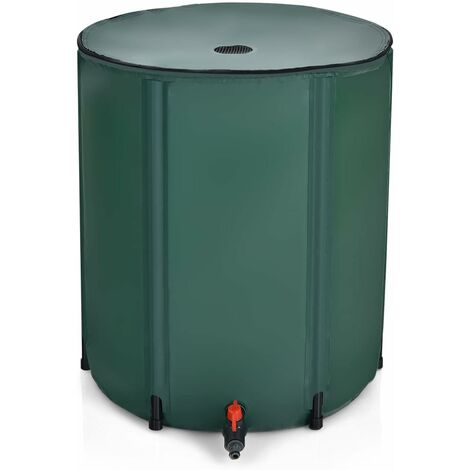 GOPLUS 225 L Reservoir d'eau de Pluie Pliable, avec Filtre en Filet et Robinet, Trou de Drainage, pour Arrosage/Nettoyage des Voitures (60Φ x 80H cm)