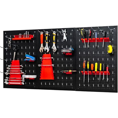 Goplus – Panneau mural pour rangement d'outils – 28 crochets – Fer antirouille – 120 x 60 cm – Installation rapide – Pour garage et atelier